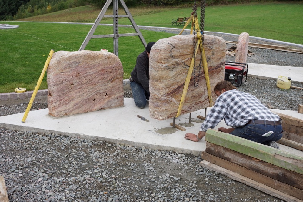 The fourth commemorative stone is placed in the memorial