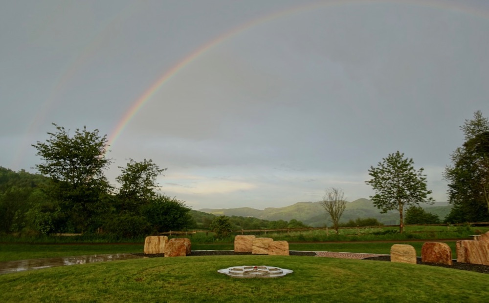 Two Rainbows above the Monument after the Blessing