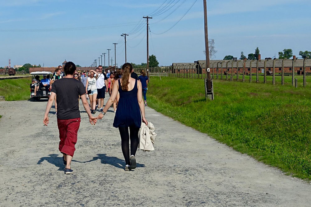 The group of Yad Vashem leaves Auschwitz