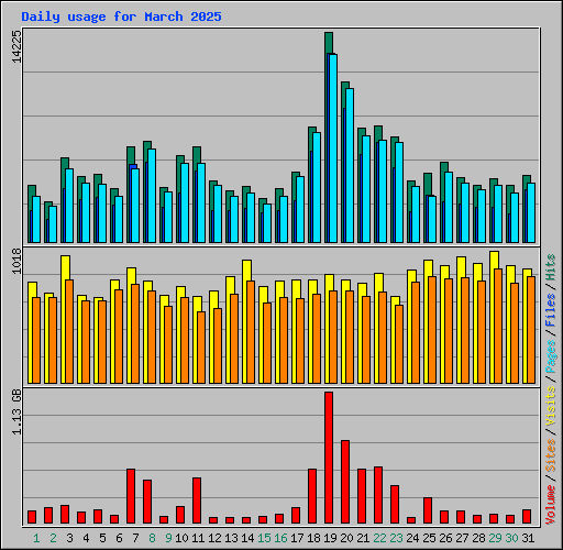 Daily usage for March 2025