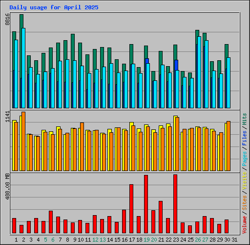 Daily usage for April 2025