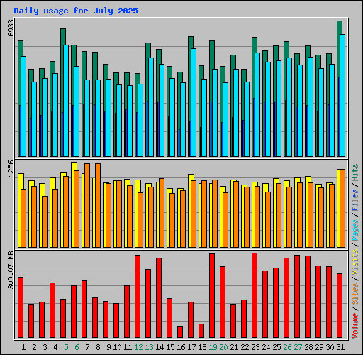 Daily usage for July 2025